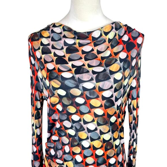 Luisa Cerano Multicolor Geometric Patterned Sheer Long Sleeved Mini Dress - Picture 7 of 14
